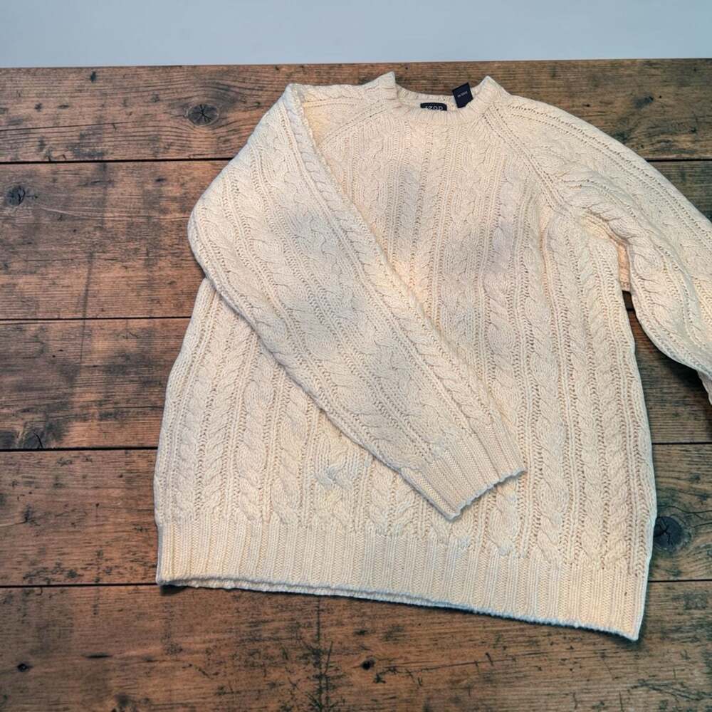 IZOD Cream Cable Knit Raglan Sweater